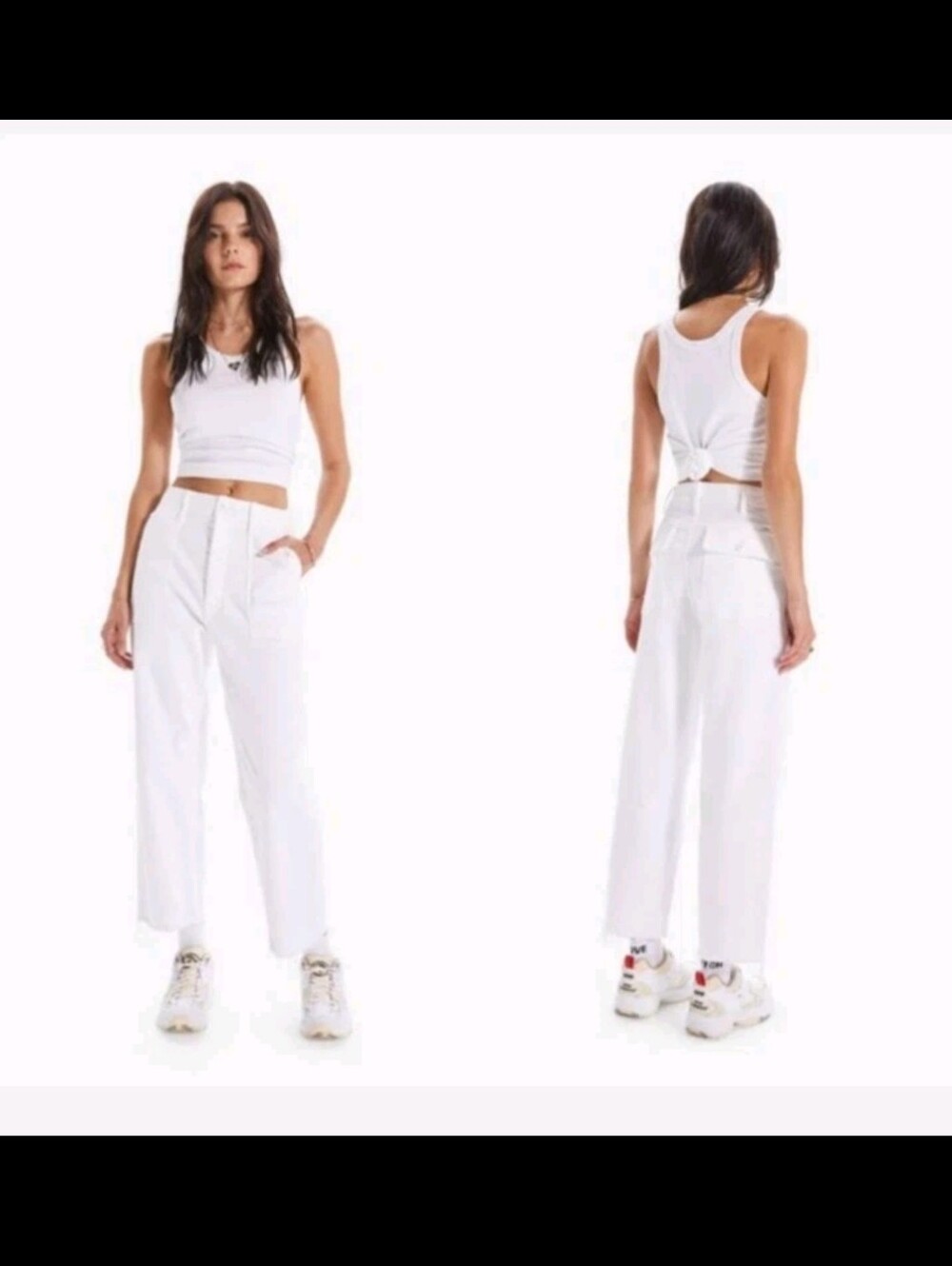 MOTHER White Jeans Patch Pocket Private Ankle Fray